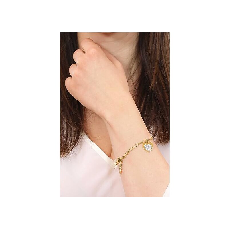 Bracciale Dorato Donna In Pelle E Acciaio Inox 316L, Lunghezza 19 Cm, Con Chiusura Magnetica, Ipoallergenico, Regalo Per Festa Della Mamma, Compleanno, Anniversario, In Sacchetto Organza - 2