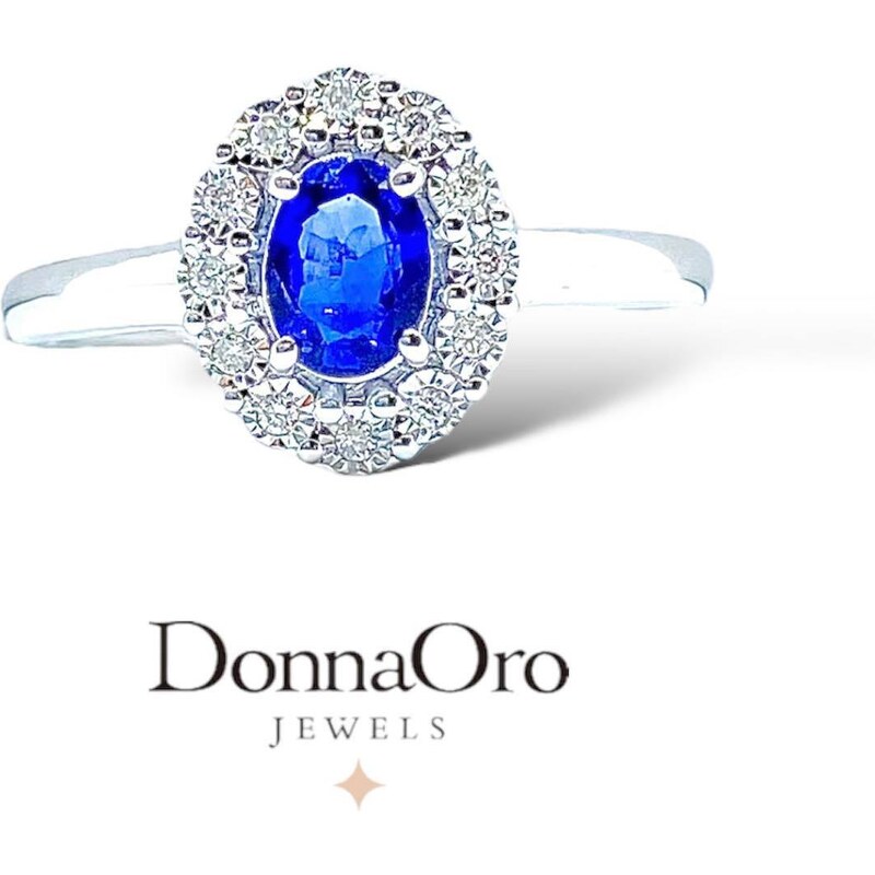 Donnaoro elements Anello donna marchio Donnaoro in oro con zaffiro Ct 0.50 e diamanti laz10093.006