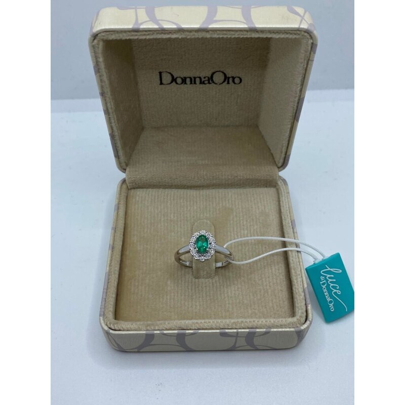 Donnaoro elements Anello donna marchio Donnaoro in oro bianco con smeraldo Ct 0.45 e diamanti lae10093.006