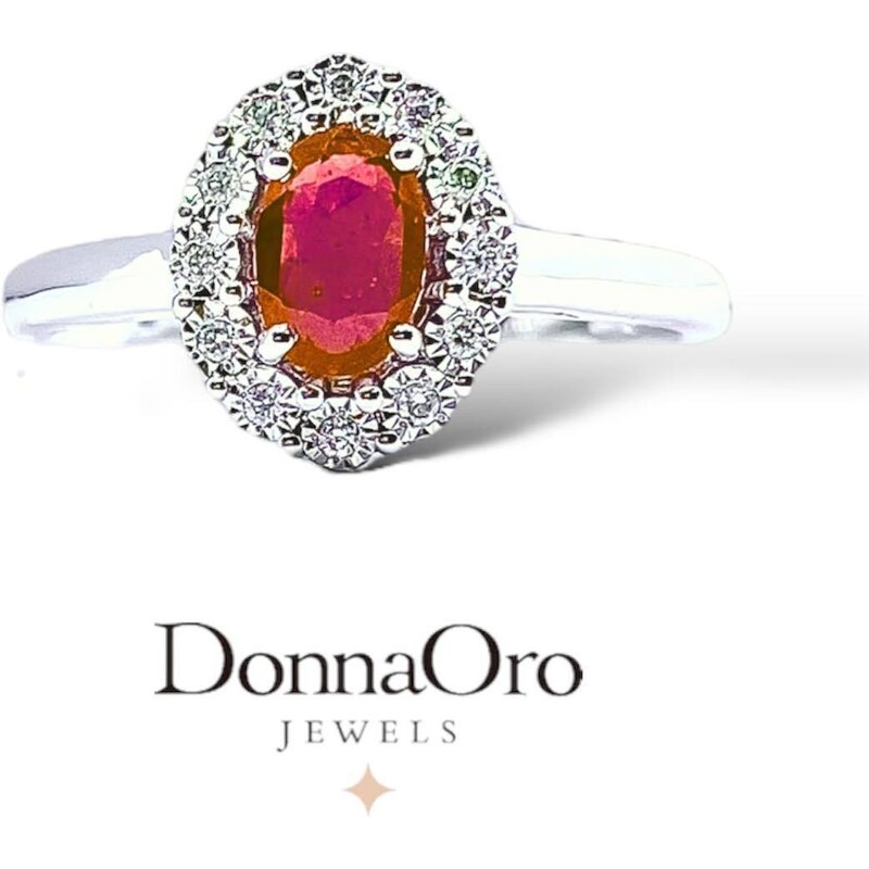 Donnaoro elements Anello donna marchio Donnaoro con rubino Ct 0.80 e diamanti lar10093.006