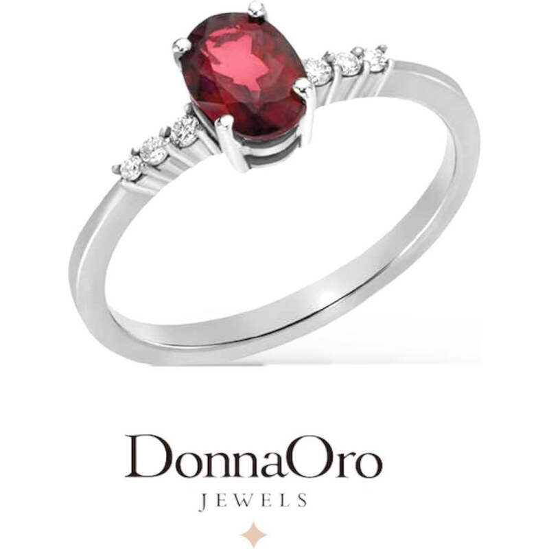 Donnaoro elements Anello donna in oro con diamanti e rubino Ct. 0,90 dhar9838.006 Donnaoro