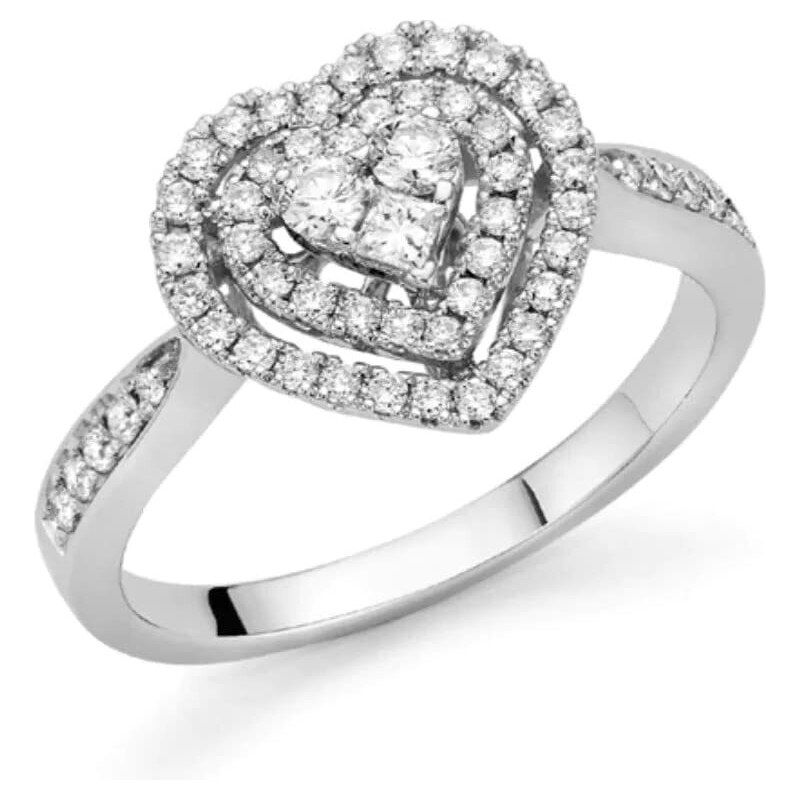 Donnaoro elements Anello cuore con diamanti DFAF9216.050 DonnaOro in oro bianco e diamanti