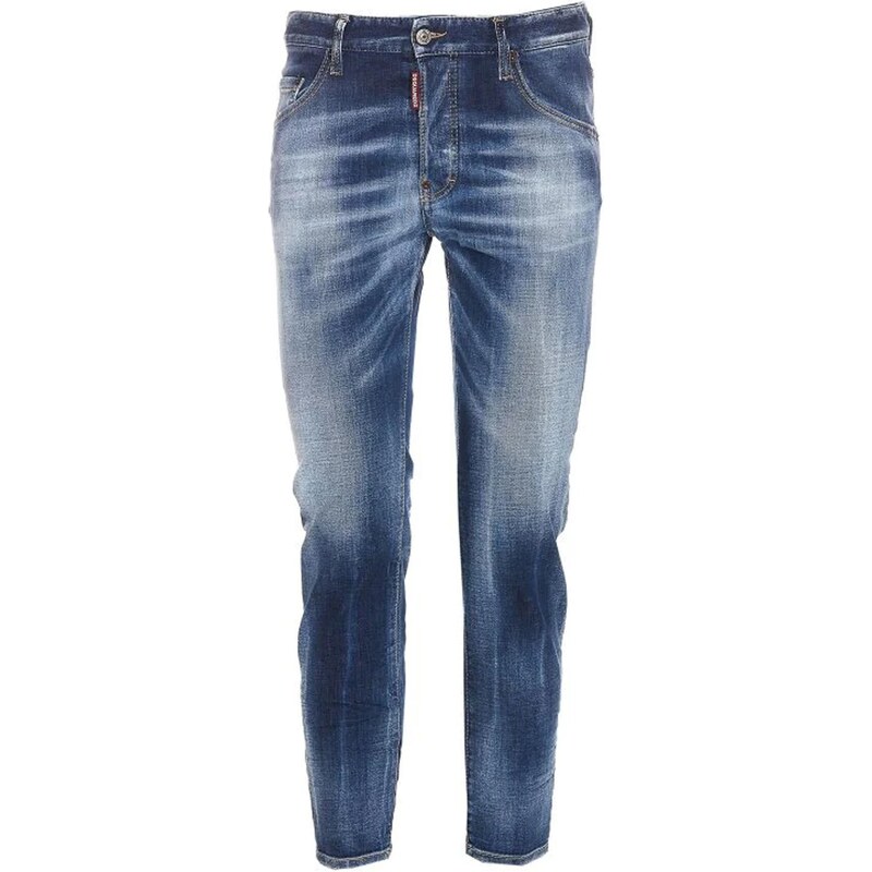 DSQUARED2 navy blue denim medium stapled clean wash skater jeans
