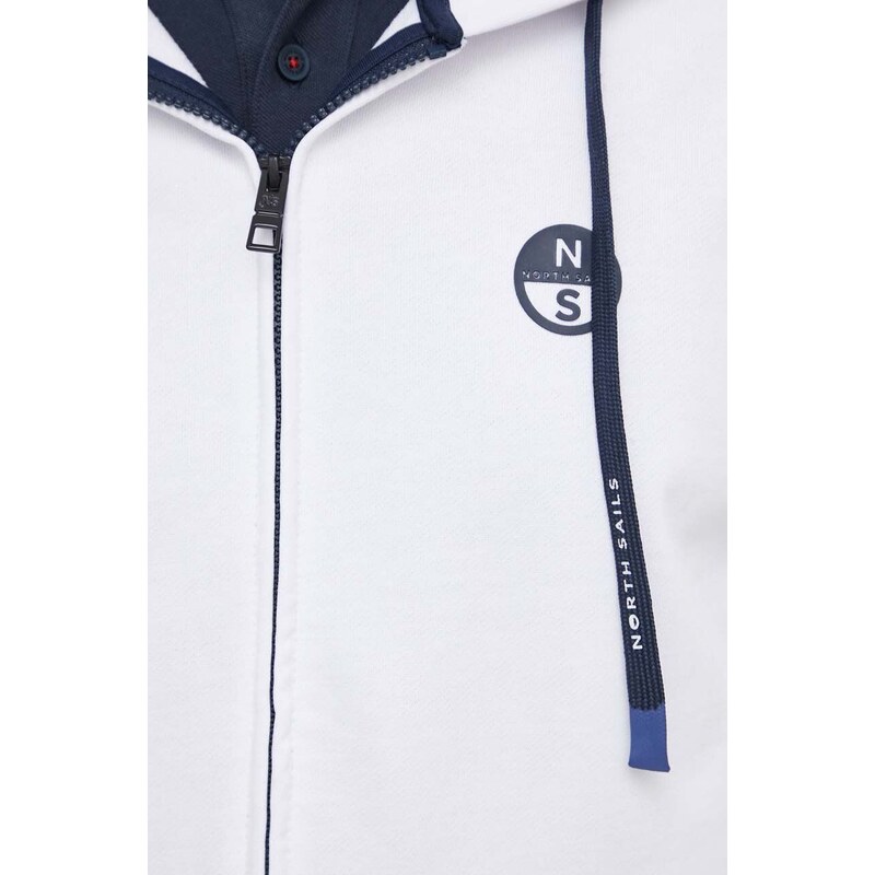 North Sails felpa in cotone uomo colore bianco con cappuccio con applicazione 691224