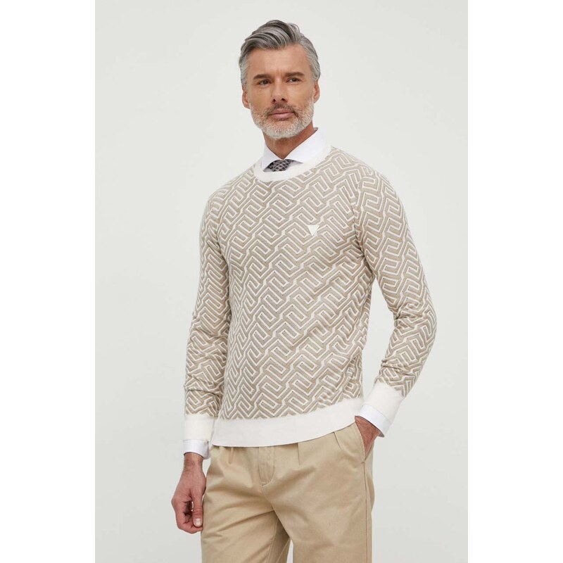 Guess maglione con aggiunta di lino CARL colore beige M4GR15 Z3DS1
