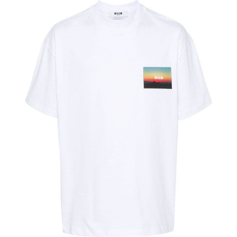 MSGM T-shirt bianca mini stampa tramonto