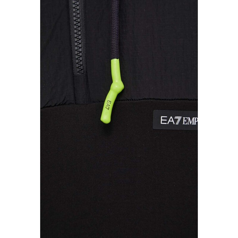 EA7 Emporio Armani felpa uomo colore nero con cappuccio