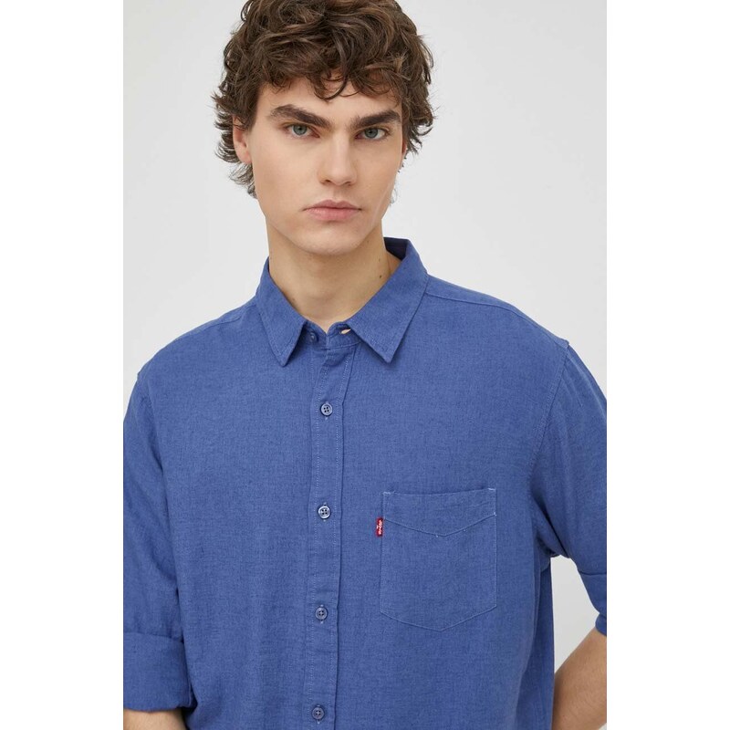 Levi's camicia in cotone uomo colore blu