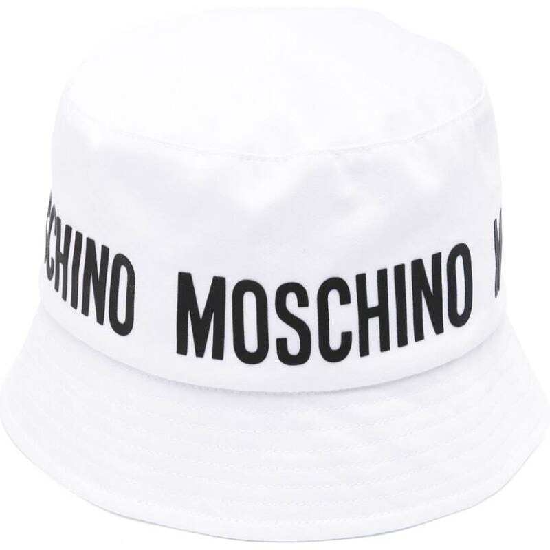 MOSCHINO KIDS Cappello bianco bucket logo a giro