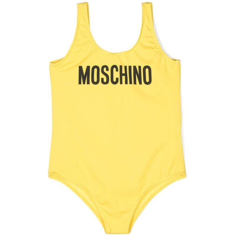MOSCHINO KIDS Costume giallo logo stampa