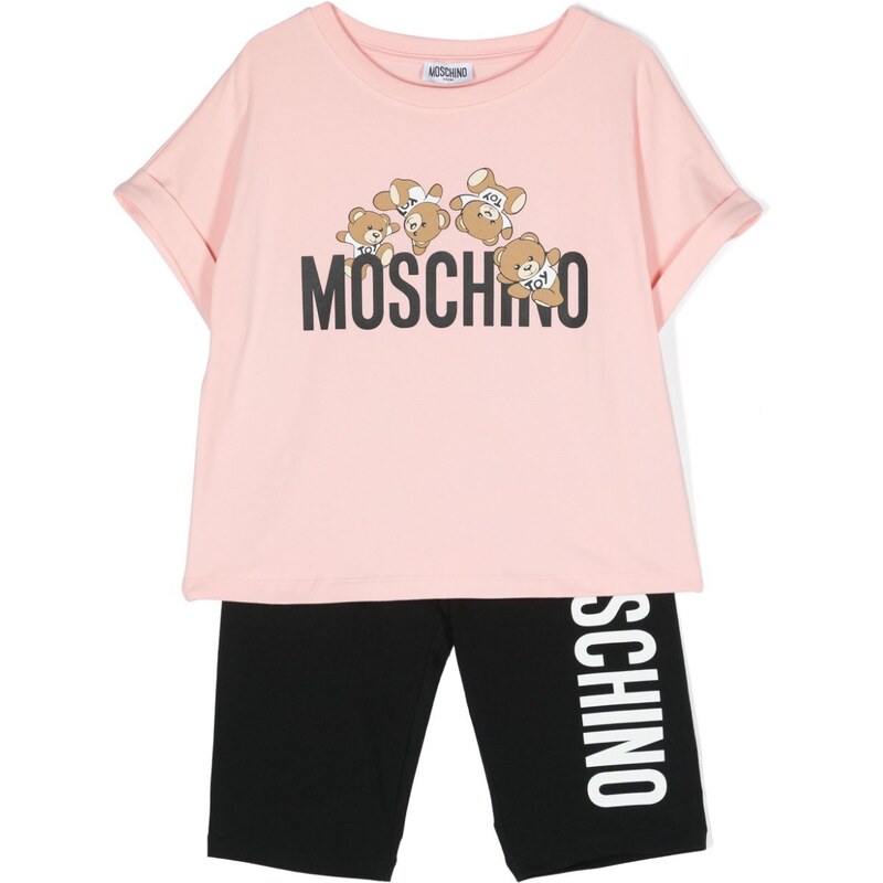 MOSCHINO KIDS Set t-shirt/ leggins rosaa-nero