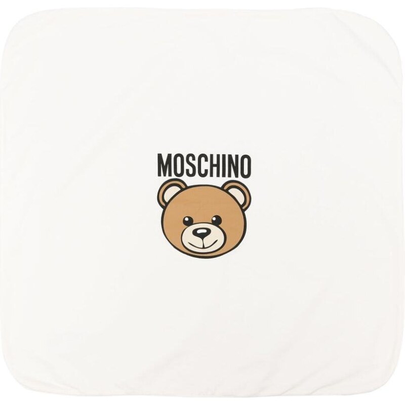 MOSCHINO KIDS Coperta bianca logo Teddy neonati