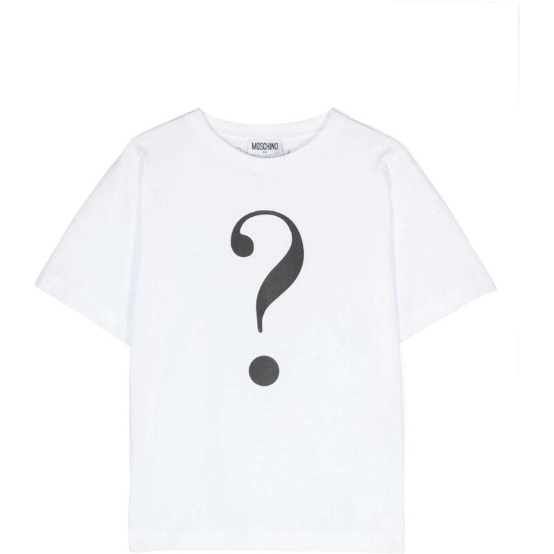 MOSCHINO KIDS T-shirt bianca punto interrogativo