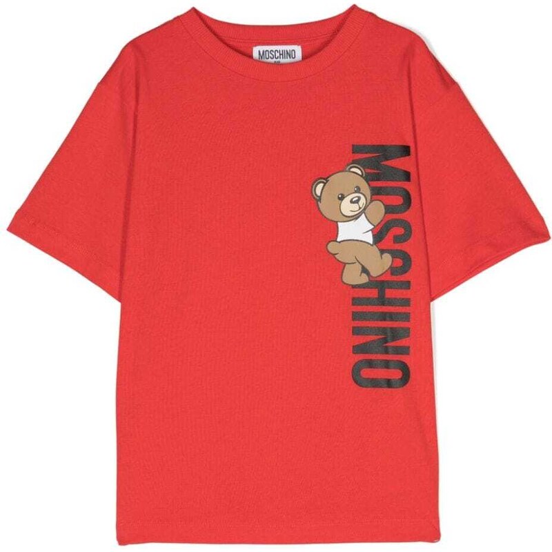 MOSCHINO KIDS T-shirt rossa Teddy Bear verticale