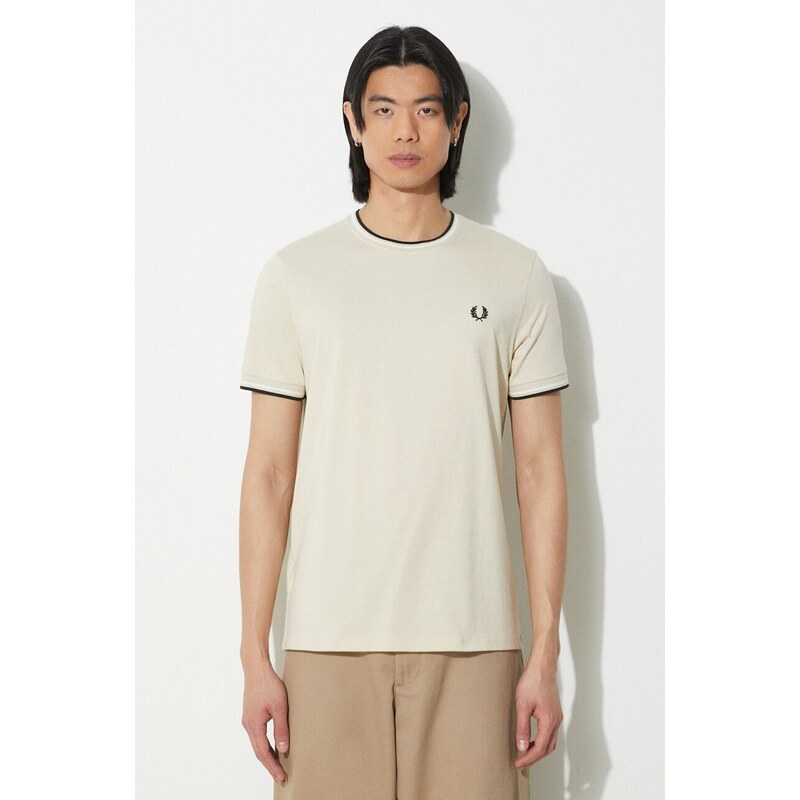 Fred Perry t-shirt in cotone Twin Tipped T-Shirt uomo colore beige M1588.U87