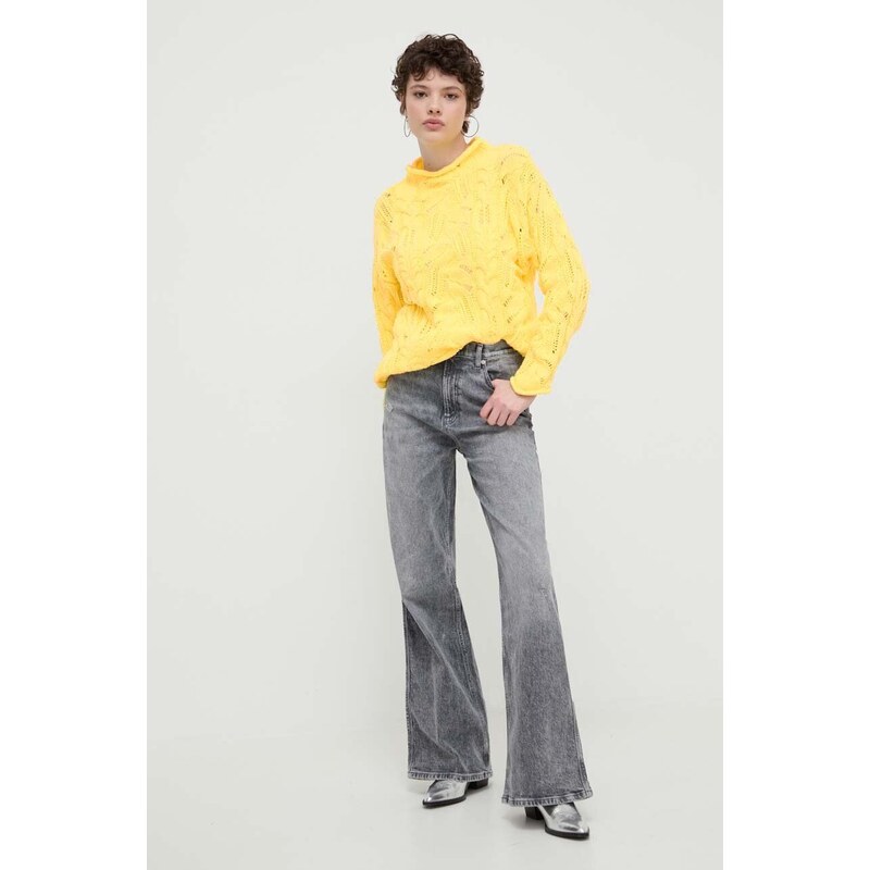 Desigual maglione in cotone colore giallo