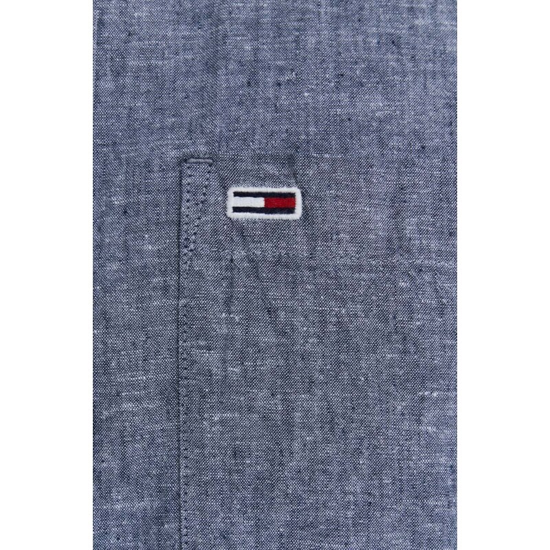 Tommy Jeans camicia in lino misto colore grigio