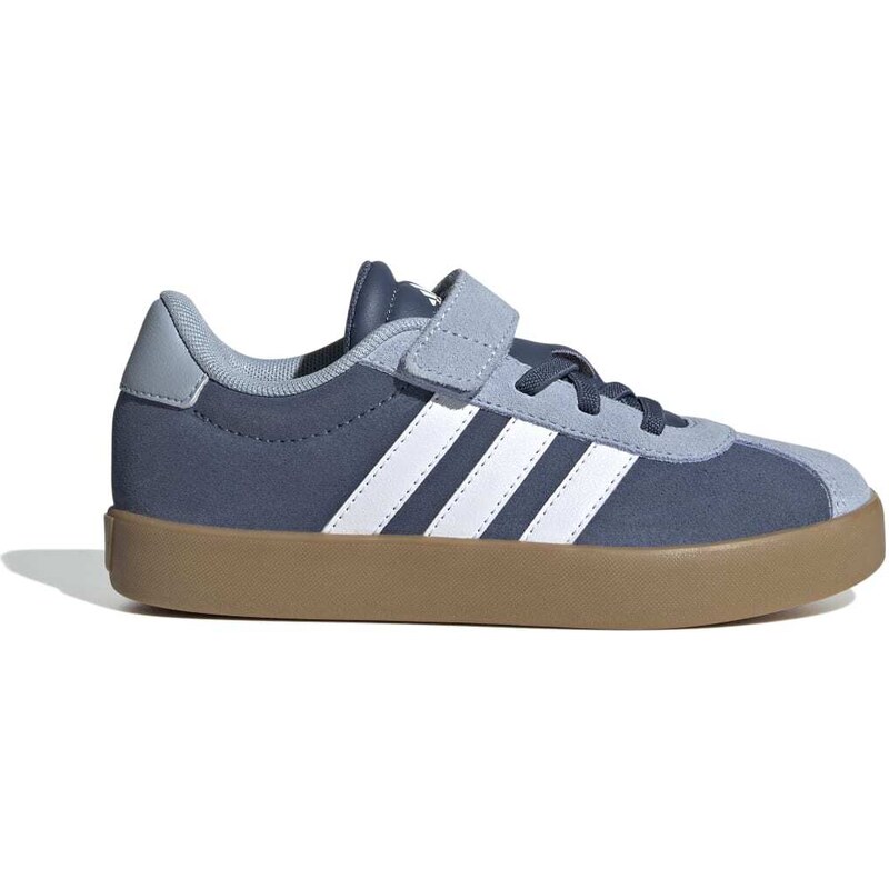 Sneakers blu e azzurre da bambino con strisce bianche adidas VL Court 3.0 EL C