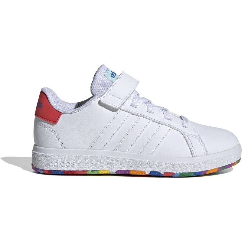 Sneakers bianche da bambino con suola multicolore adidas Grand Court 2.0 EL K