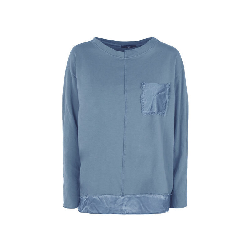 Daystar T-shirt Donna Oversize Con Taschino Manica Lunga Blu Taglia Unica