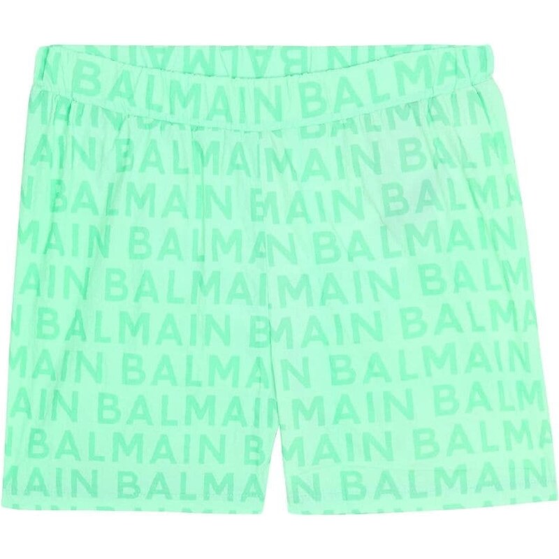 BALMAIN KIDS Costume boxer verde acqua logo all-over