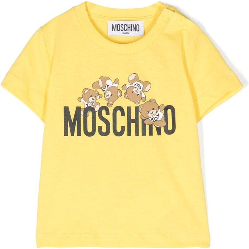 MOSCHINO KIDS T-shirt gialla stampa logo Teddy Bear