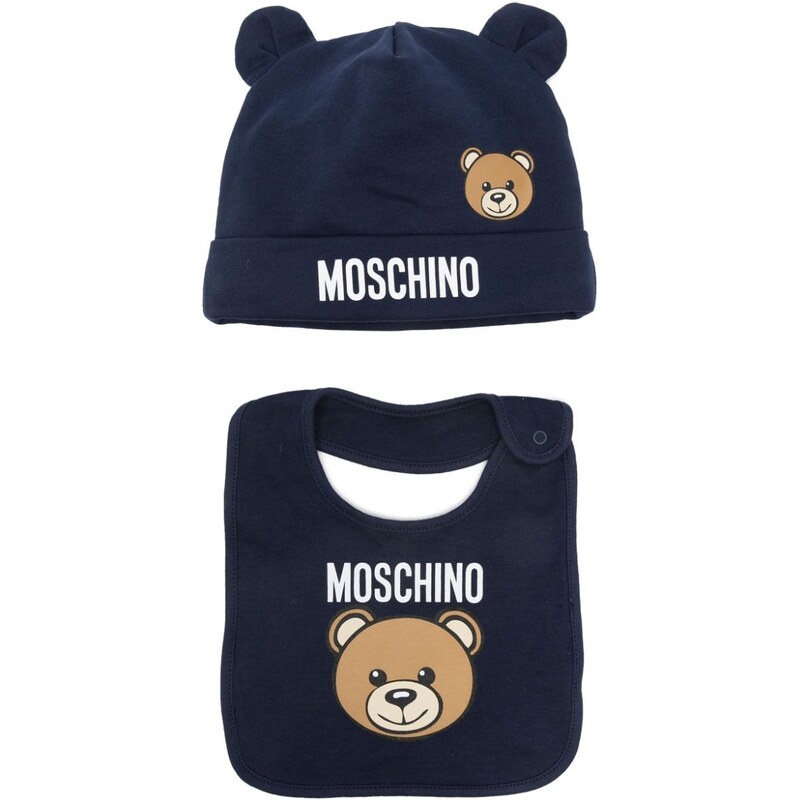 MOSCHINO KIDS Set cappello/bavetta Teddy bear blu