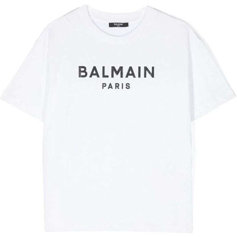 BALMAIN KIDS T-shirt bianca logo stampa