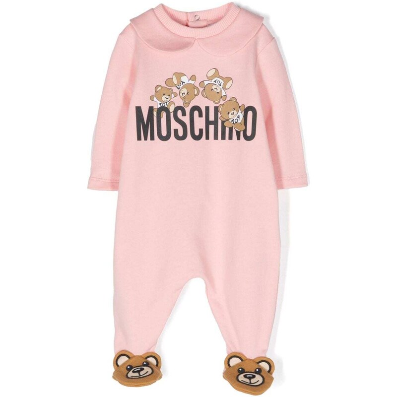 MOSCHINO KIDS Tutina rosa neonata piedi Teddy bear