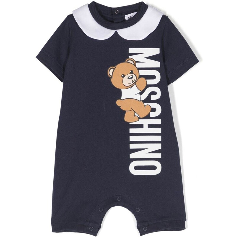 MOSCHINO KIDS Tutina blu neonato Teddy bear verticale