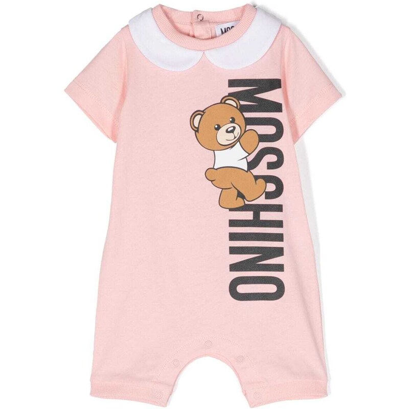 MOSCHINO KIDS Tutina rosa neonata Teddy bear verticale