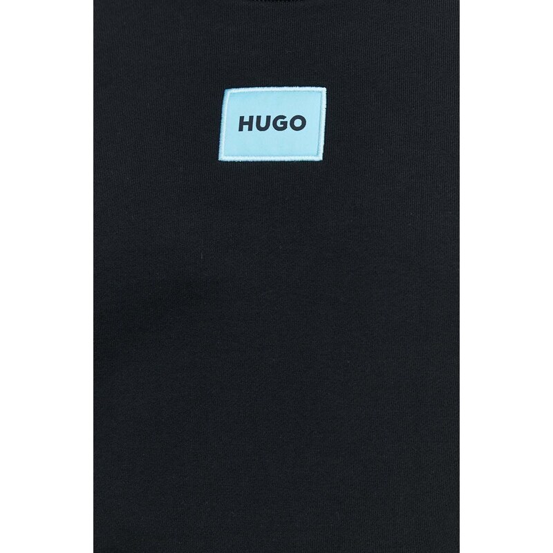 HUGO felpa in cotone uomo colore nero con applicazione 50447964