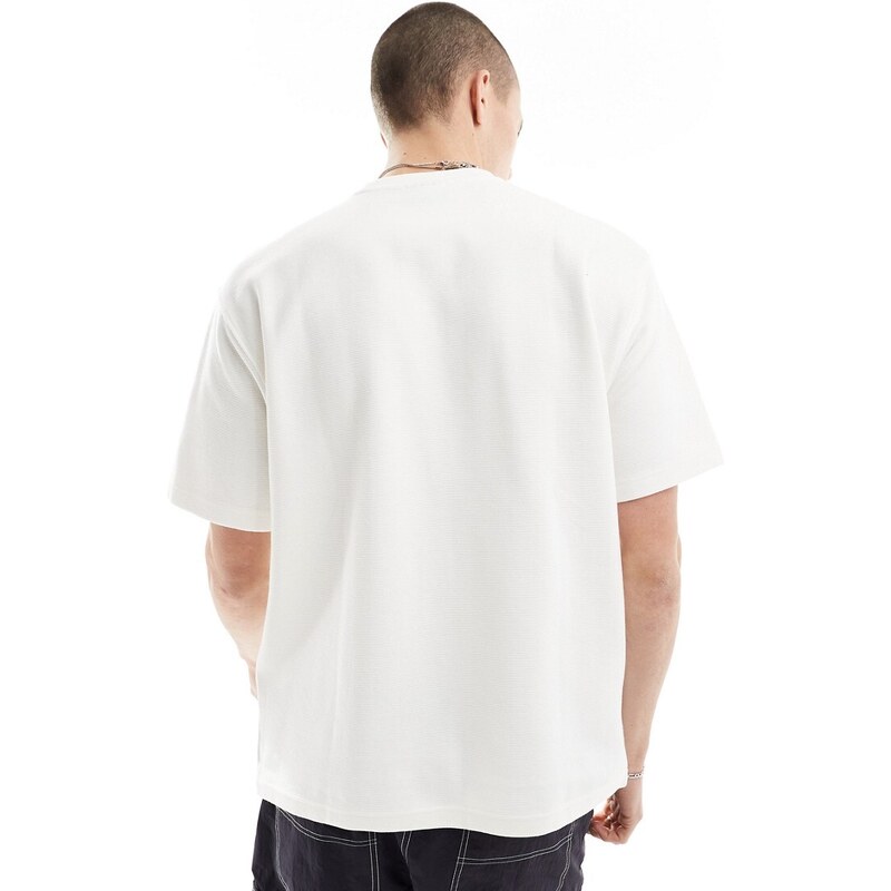 Pull&Bear - T-shirt bianco sporco in ottoman