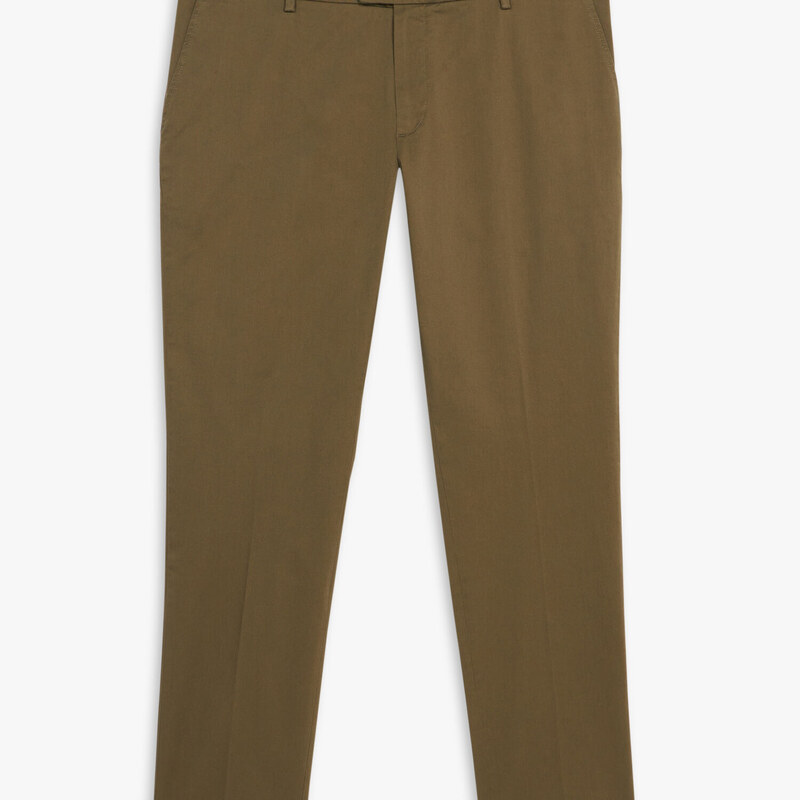 Brooks Brothers Pantalone chino verde militare scuro slim fit in cotone doppio ritorto - male Pantaloni casual Militare 30