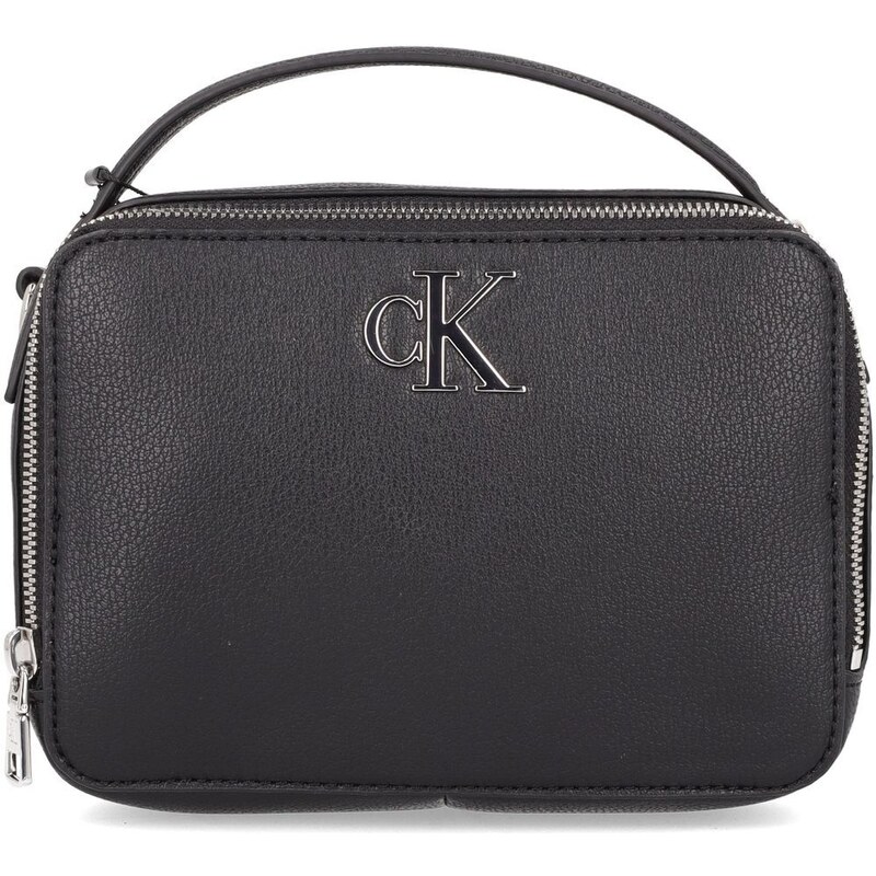 Calvin Klein Borsa a tracolla nera con zip integrale e logo monogram