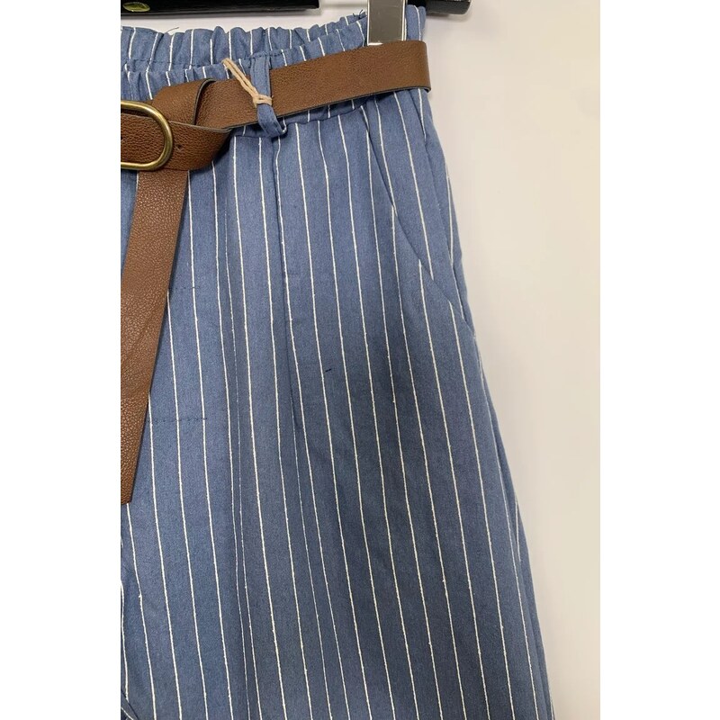 COSSET Pantalone morbido, gessato con filo in rilievo