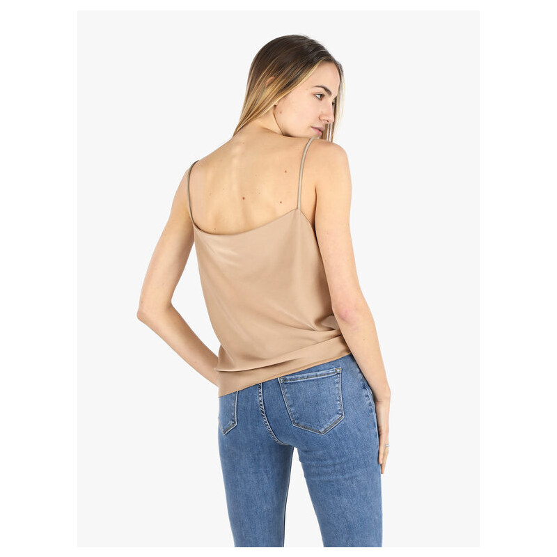 Solada Top Donna Effetto Raso Con Scollo a Cascata Tops Beige Taglia Unica