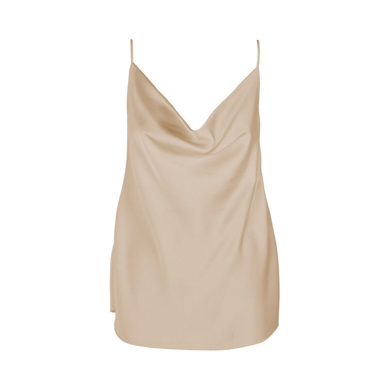 Solada Top Donna Effetto Raso Con Scollo a Cascata Tops Beige Taglia Unica