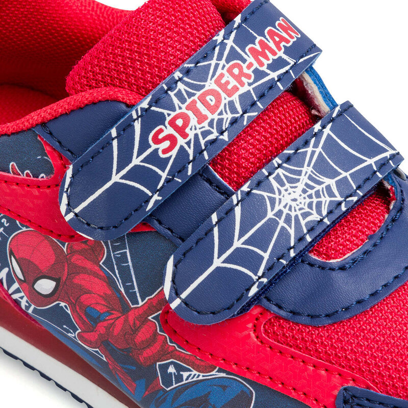 Sneakers primi passi blu e rosse da bambino con luci e con stampa Spiderman