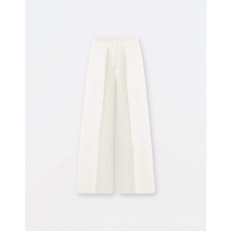 Fabiana Filippi Pantalone ampio in canvas viscosa e lino, bianco