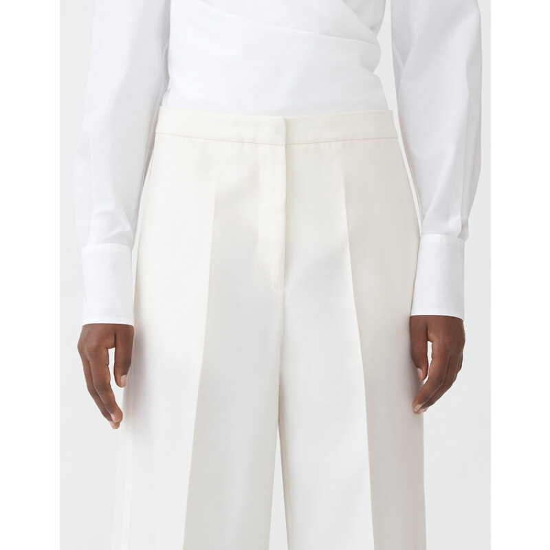 Fabiana Filippi Pantalone ampio in radzmir lana e seta, bianco