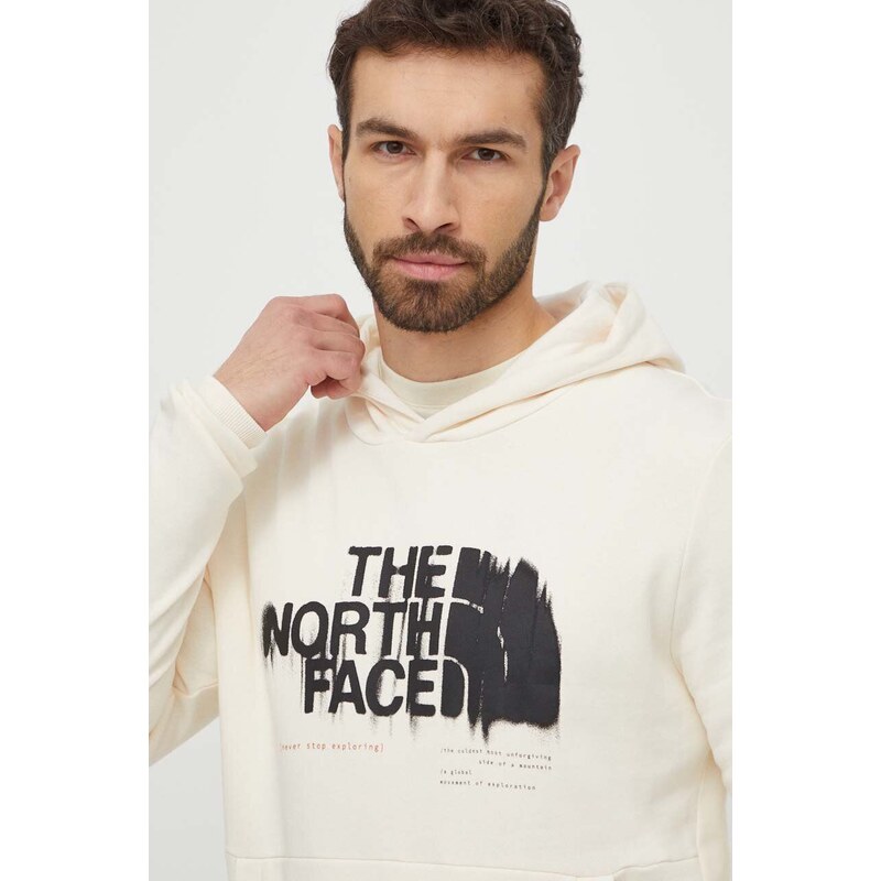 The North Face felpa in cotone uomo colore beige con cappuccio NF0A87ETQLI1