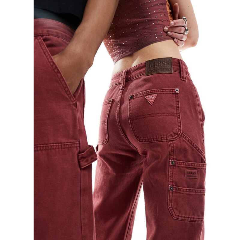 Guess Originals - Jeans unisex rosso slavato in tela