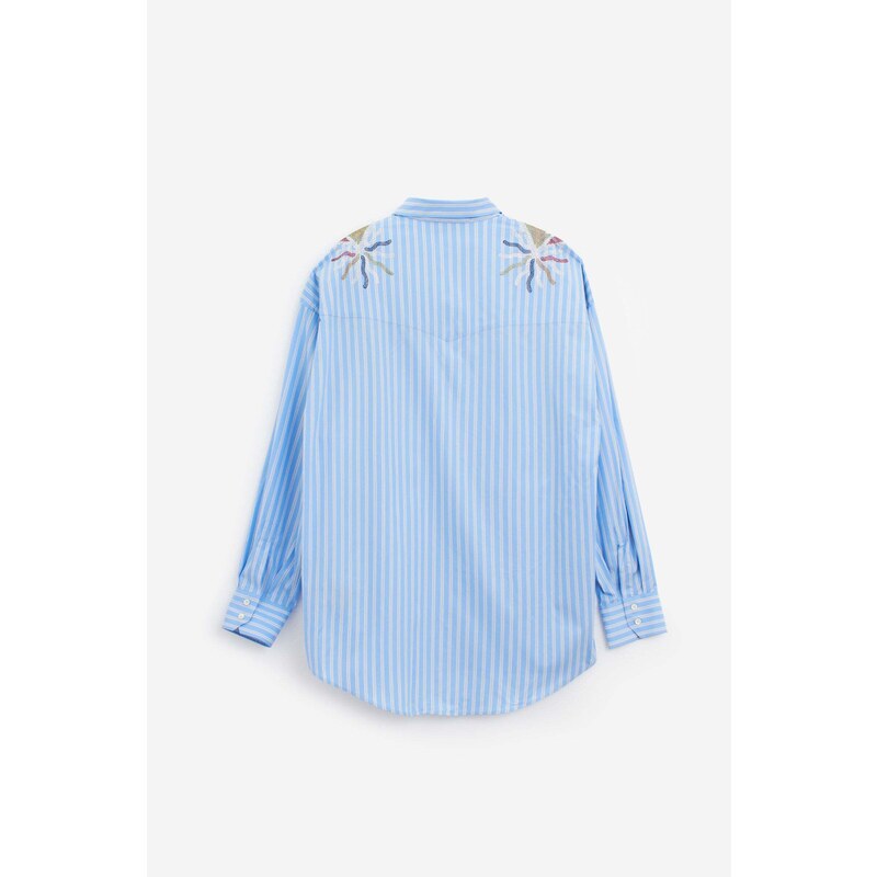 BLUEMARBLE Camicia STARDUST STRIPE in cotone azzurro