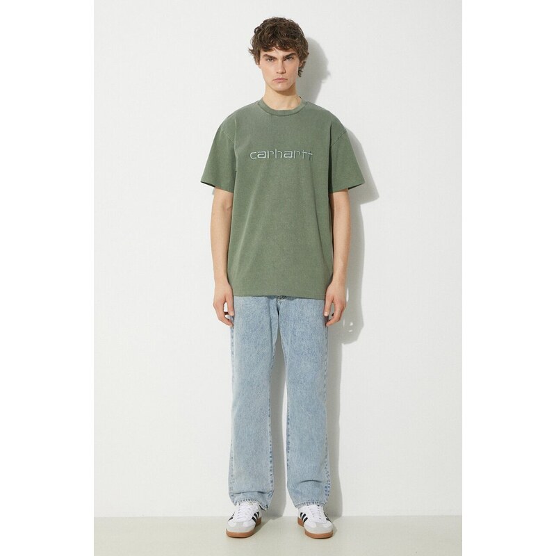 Carhartt WIP t-shirt in cotone S/S Duster T-Shirt uomo colore verde con applicazione I030110.1YFGD