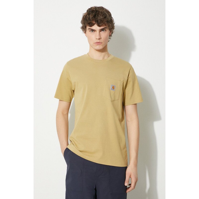 Carhartt WIP t-shirt in cotone S/S Pocket T-Shirt uomo colore beige I030434.1YKXX