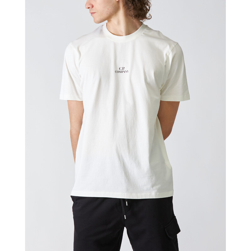 C.P. Company T-Shirt Bianca con stampa sulla schiena