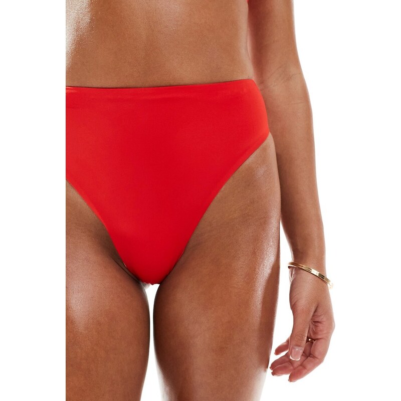 ASOS DESIGN - Maya - Mix and Match - Slip bikini sgambati a vita alta rossi-Rosso