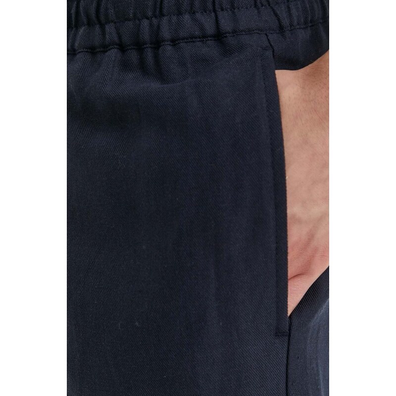 Samsoe Samsoe pantaloncini in lino SMITH colore blu navy M21200050