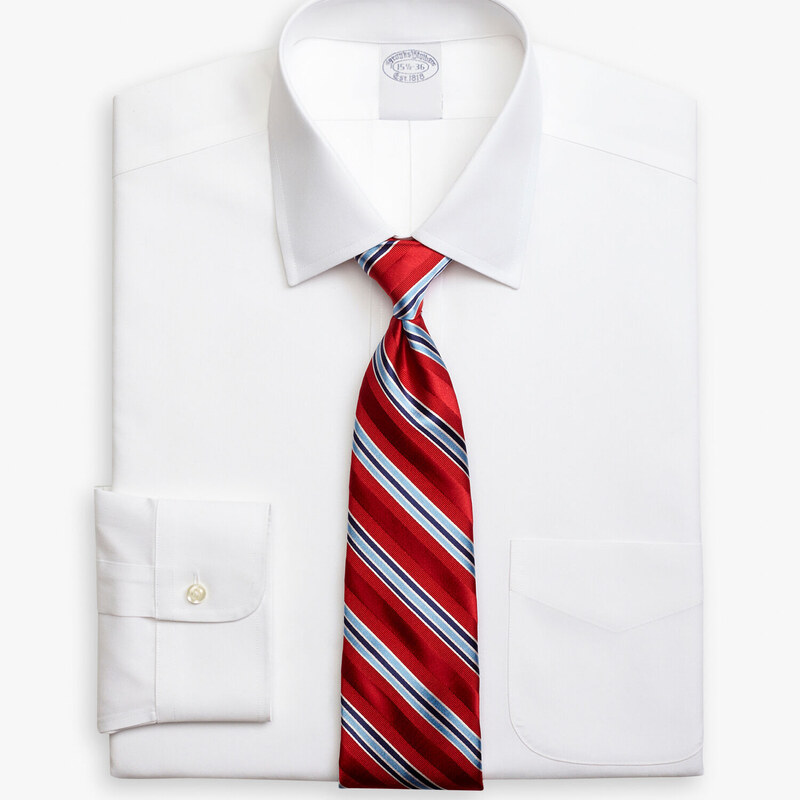 Brooks Brothers Camicia bianca con vestibilità tradizionale non-iron in cotone Supima elasticizzato con collo Ainsley - male Camicie eleganti Bianco 15H